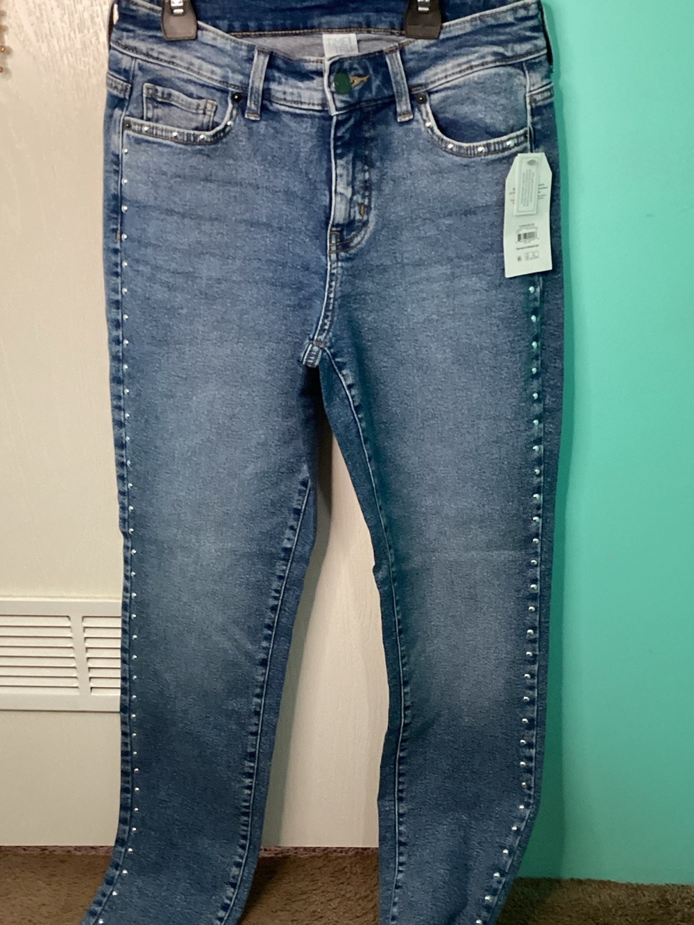 Time and Tru Medium Blue Skinny Jeans with Side Studs